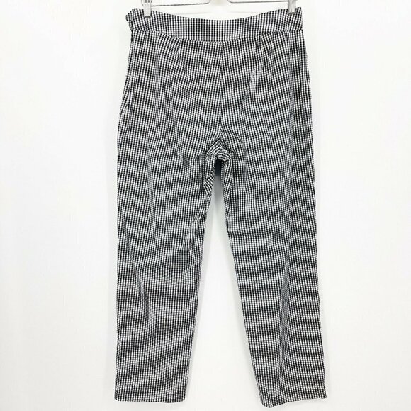 Tyler Boe Black White Gingham Check Side Zip Staight Leg Ankle Pants - Picture 2 of 7